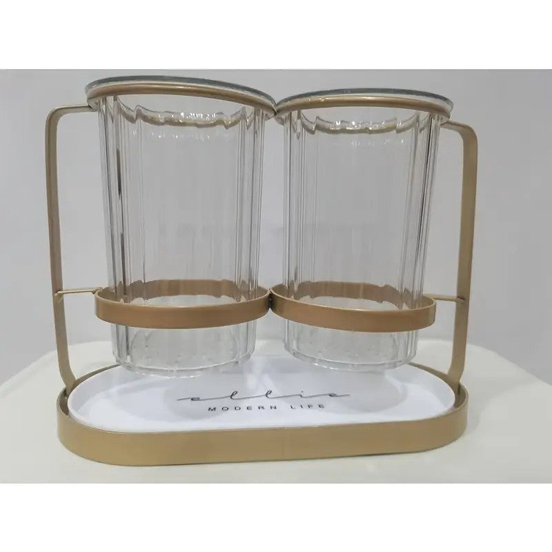 Transparent gold ink color Luxury Wall-Mounted Cutlery Holder, Household Knife Fork Spoon Organizer, New Kitchen Utensil Drainer and Chopstick Container, Tableware Storage Rack