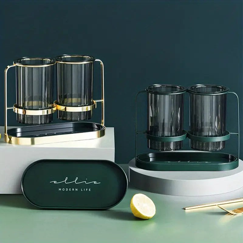 Luxury gold Luxury Wall-Mounted Cutlery Holder, Household Knife Fork Spoon Organizer, New Kitchen Utensil Drainer and Chopstick Container, Tableware Storage Rack