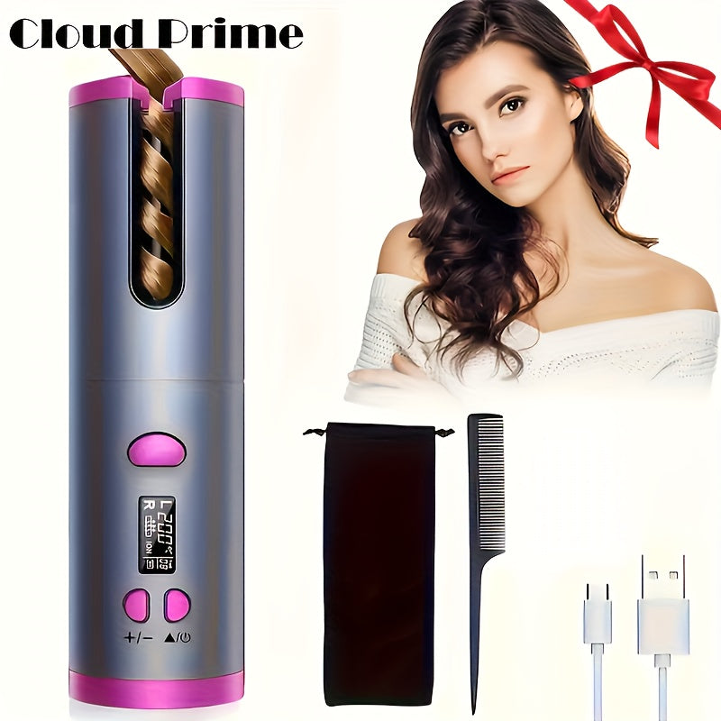 USB LCD Wireless Charging Automatic Portable Hair Curler Smart Home Personal Care Appliance Mini Hair Curling Iron, Stylish Design, Multiple Colors Available