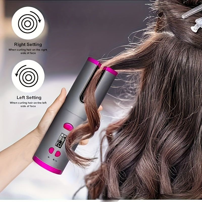 USB LCD Wireless Charging Automatic Portable Hair Curler Smart Home Personal Care Appliance Mini Hair Curling Iron, Stylish Design, Multiple Colors Available