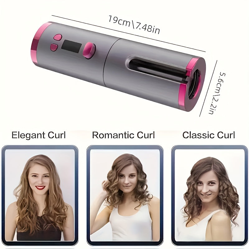 USB LCD Wireless Charging Automatic Portable Hair Curler Smart Home Personal Care Appliance Mini Hair Curling Iron, Stylish Design, Multiple Colors Available