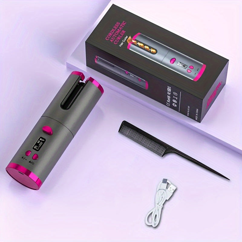 USB LCD Wireless Charging Automatic Portable Hair Curler Smart Home Personal Care Appliance Mini Hair Curling Iron, Stylish Design, Multiple Colors Available