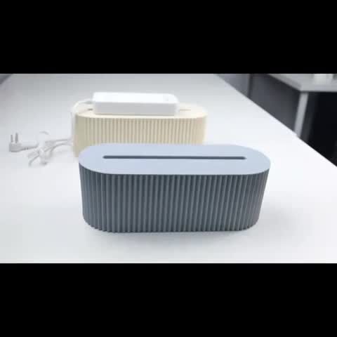 One Lidded Cable Management Box — Suitable for Desk and TV Cables, Perfect for Home Office, Gaming Setups, and Living Room Storage | Power Strip Organizer, Neat Appearance, Efficient Compartment Design (Light khaki)