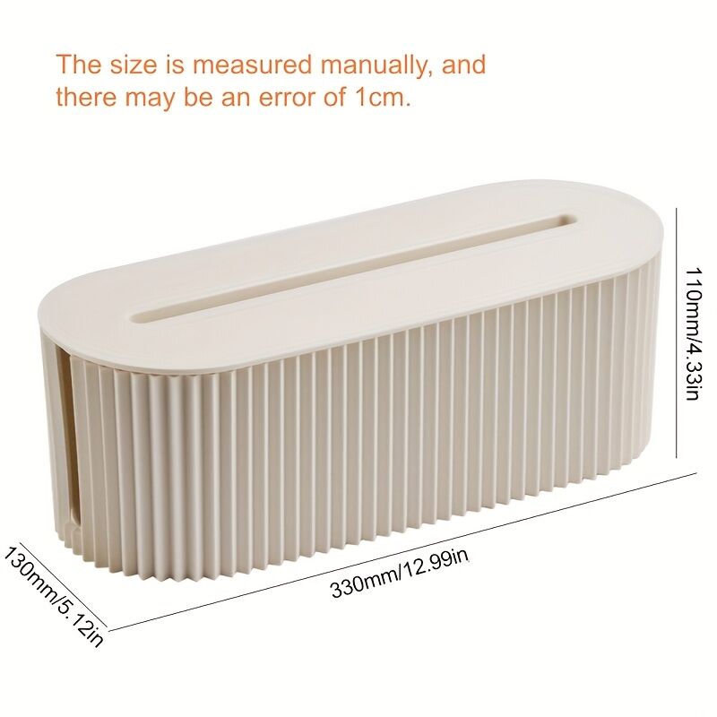 One Lidded Cable Management Box — Suitable for Desk and TV Cables, Perfect for Home Office, Gaming Setups, and Living Room Storage | Power Strip Organizer, Neat Appearance, Efficient Compartment Design (Light khaki)