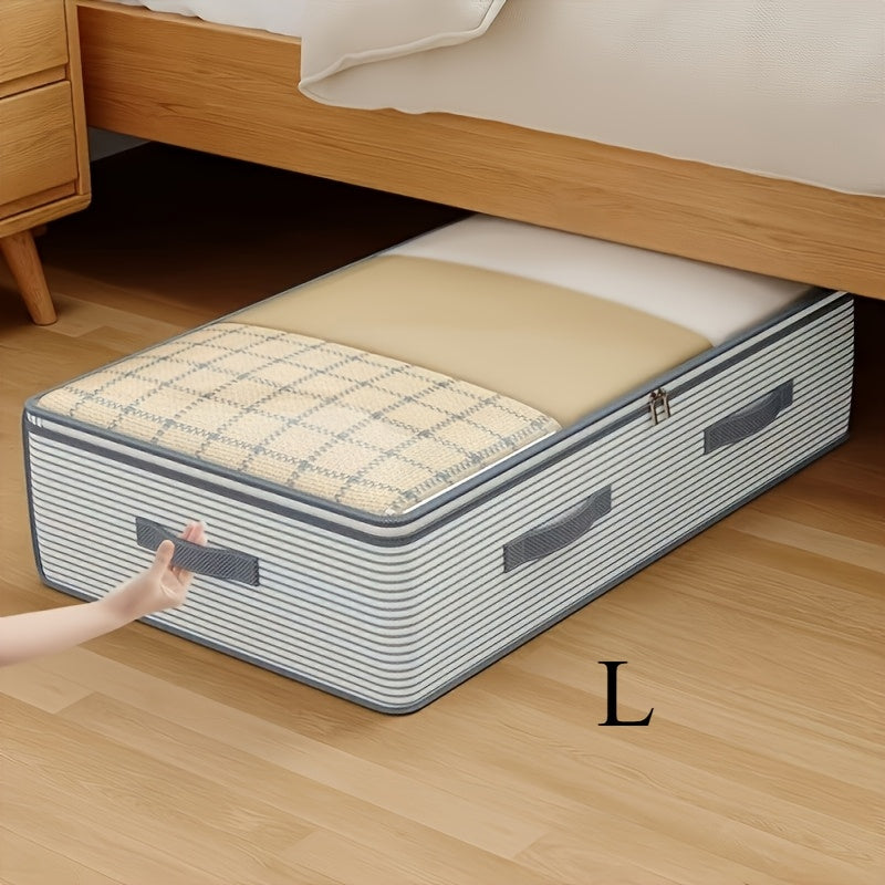 Large Storage Organizer Bag - Made from heavy-duty non-woven fabric with transparent windows, multi-layer clothing storage box suitable for wardrobes, under-bed, and travel. (L)