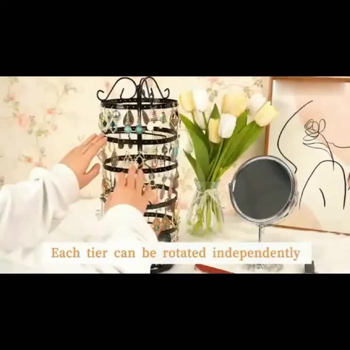 1 × Metal Detachable Rotating Earring Jewelry Stand, Storage Display Tower, Aesthetic Room Decor, Home Decoration, Valentine's Day Gift Jewelry Tower, Jewelry Organizer