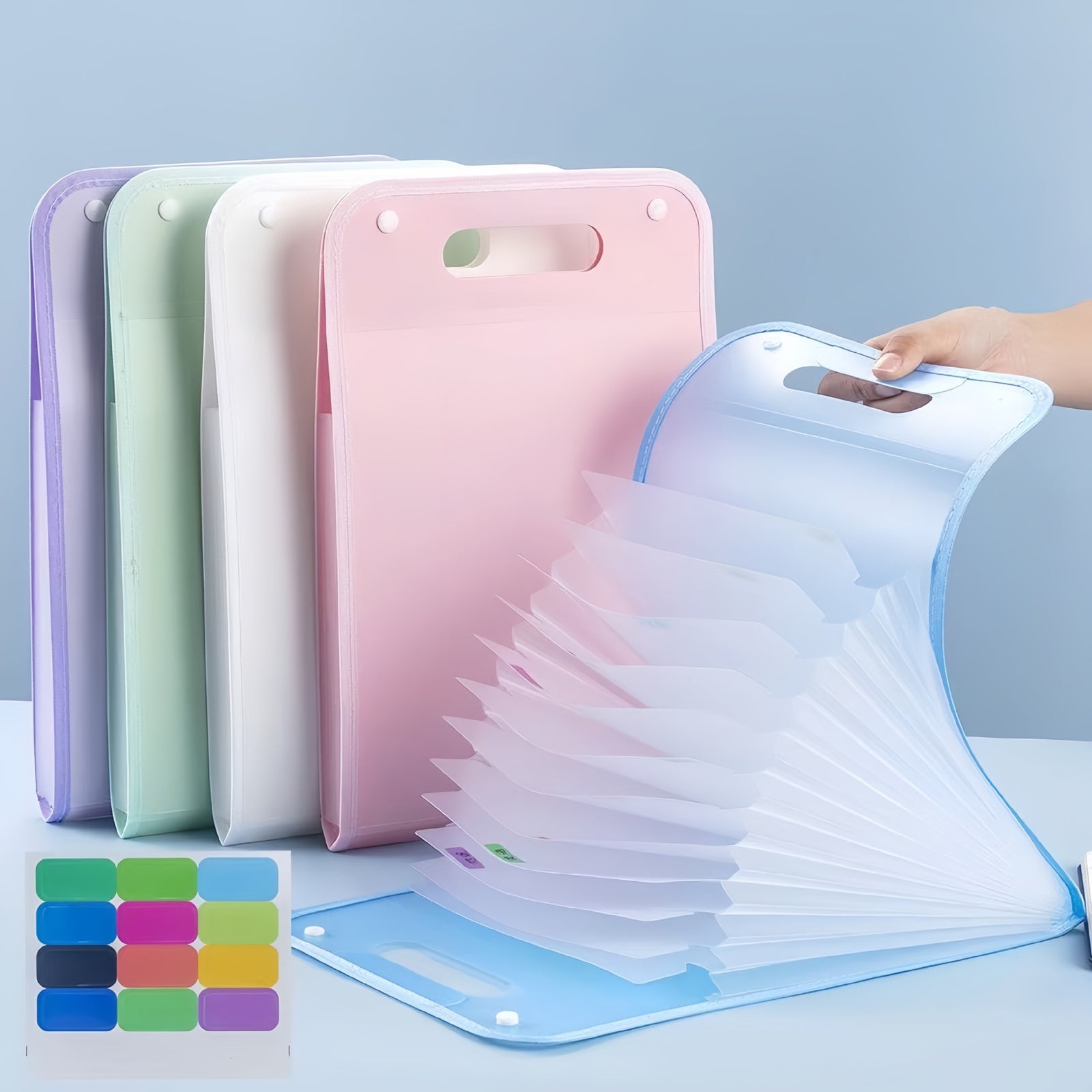 13-Pocket Accordion File Folder — A4 Portable Vertical Folding Organizer with Index Tabs, Suitable for School, Office, Student, and Professional Document Organization, Made of High-Clarity Waterproof Material, Expandable Multi-Functional File Pouch(GREEN)