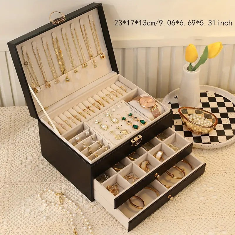 Green High-end Jewelry Storage Box for Necklaces, Earrings, Ear Studs, Bracelets, Rings, Exquisite Accessories, Gold, and Jewelry – Large Capacity, Ideal as a Gift for Mother’s Day, Father’s Day, Teacher’s Day, Halloween, Thanksgiving, and Christmas.