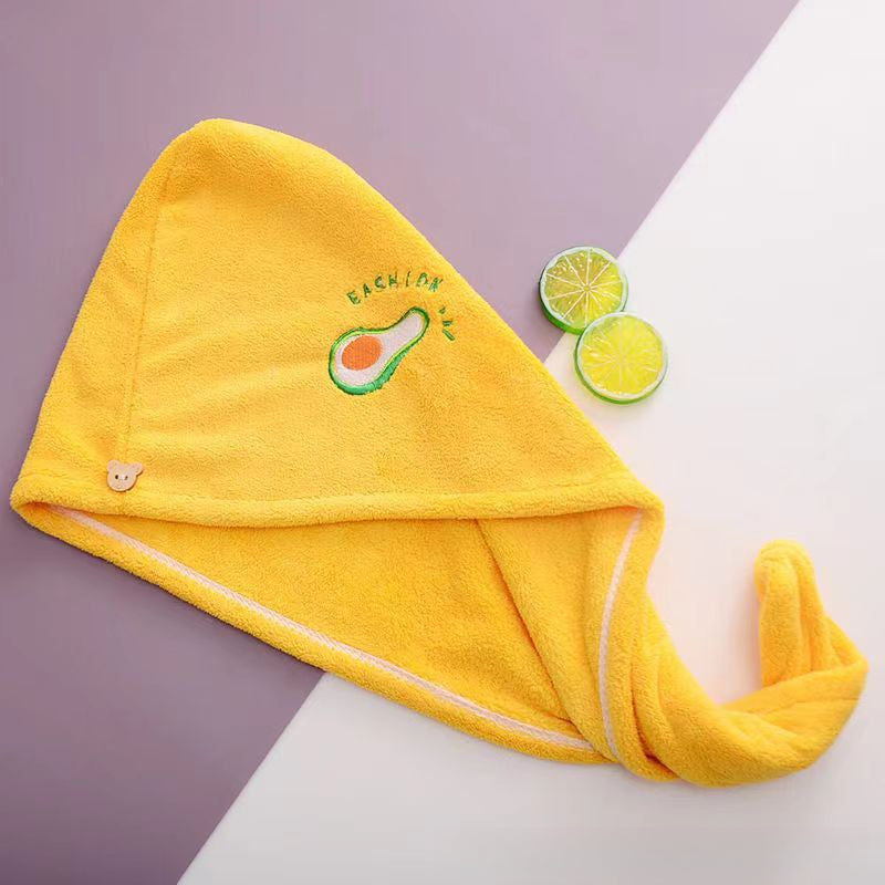 Ladies' Soft Quick-Dry Shower Cap Towel - Delicate Embroidery, Essential for a Refreshing Bath(yellow)