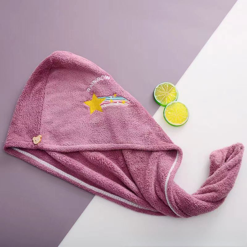 Ladies' Soft Quick-Dry Shower Cap Towel - Delicate Embroidery, Essential for a Refreshing Bath(violet)