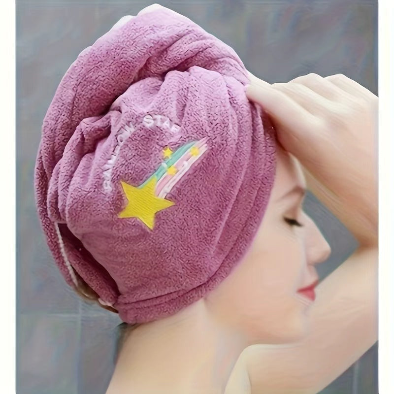 Ladies' Soft Quick-Dry Shower Cap Towel - Delicate Embroidery, Essential for a Refreshing Bath(violet)