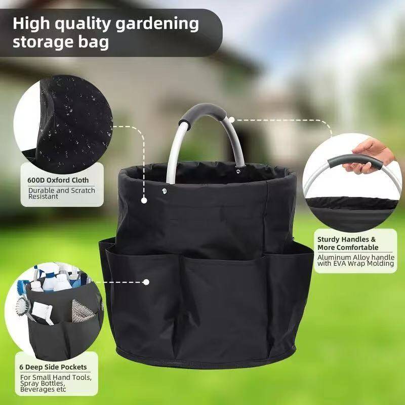 600D Oxford Cloth Gardening Tool Bag with 6 Side Pockets & Aluminum Handle – Wear-Resistant & Scratch-Resistant
