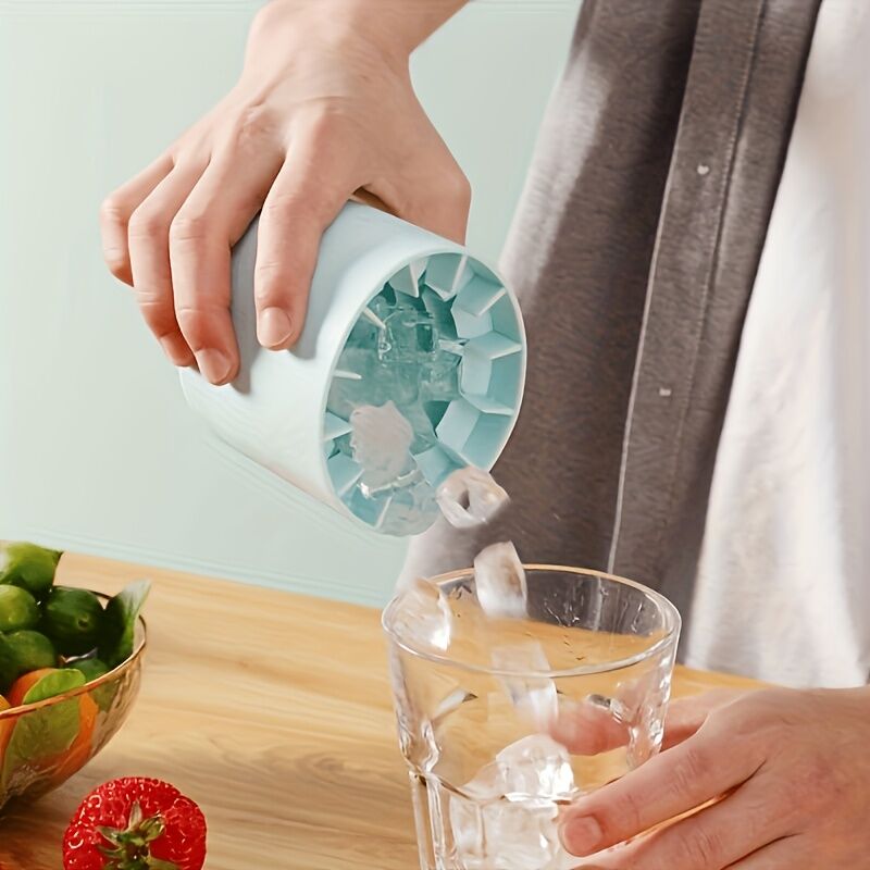 1 pc pink Silicone Ice Cube Cup – Freezable & Reusable Ice Maker, Perfect for Home, Bar, Pub, Club, and Outdoor Summer Drinks in Light Blue, Ideal for Cocktails and Fresh Fruit Infusions