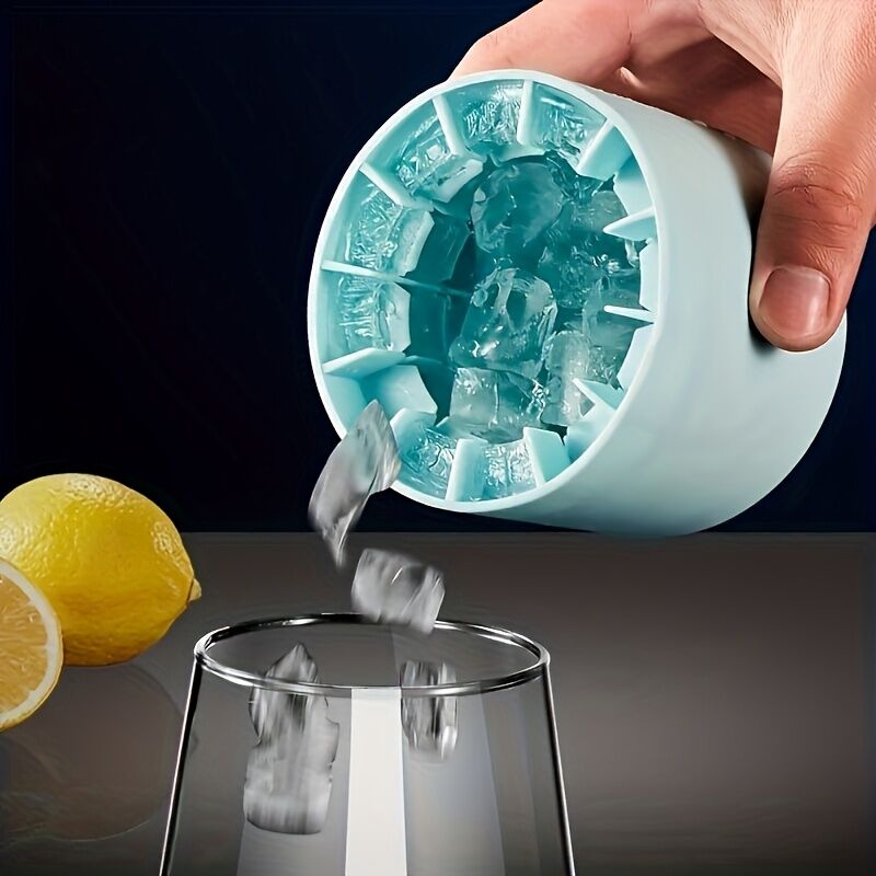 1 pc white+yellow Silicone Ice Cube Cup – Freezable & Reusable Ice Maker, Perfect for Home, Bar, Pub, Club, and Outdoor Summer Drinks in Light Blue, Ideal for Cocktails and Fresh Fruit Infusions