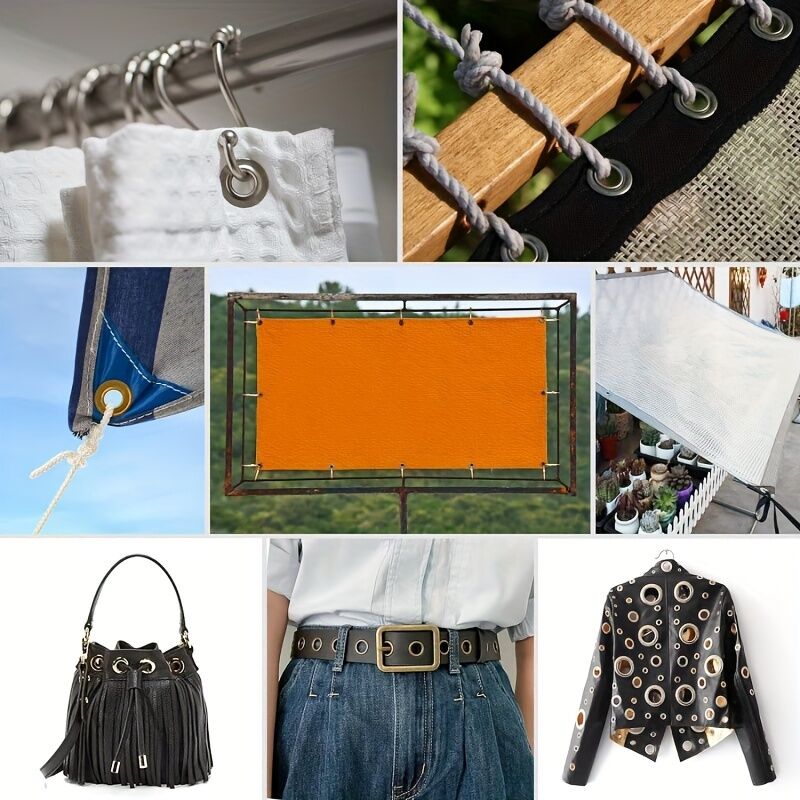 Complete eyelet punch set with 200 10mm rings - Perfect for DIY tarps, faux leather, and waterproof fabric projects, sewing and crafting essentials