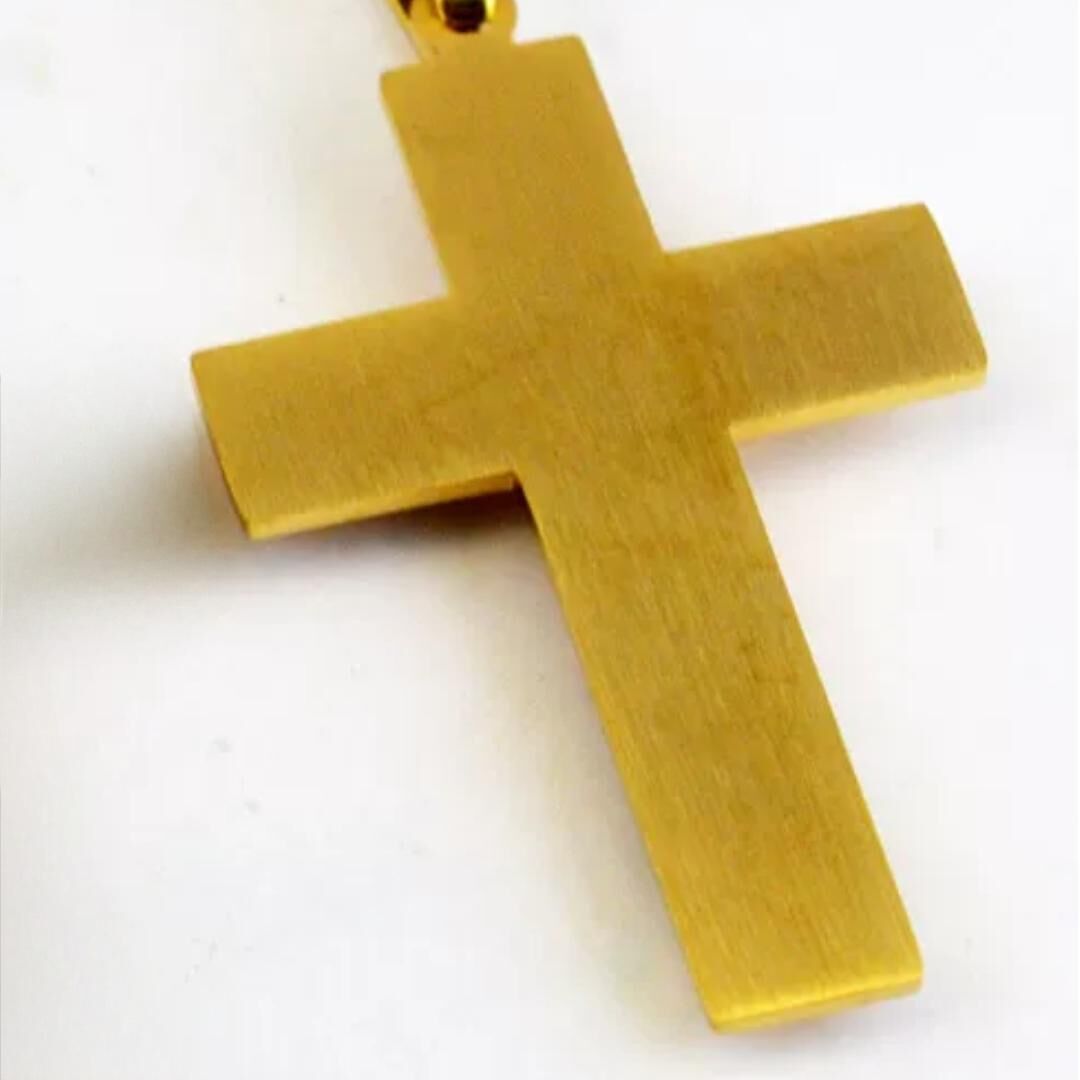 Trident cross men's pendant necklace - gold U-shaped flat chain design, religious style fashion accessory, suitable for daily and formal occasions | high-quality accessory | exquisite men's jewelry