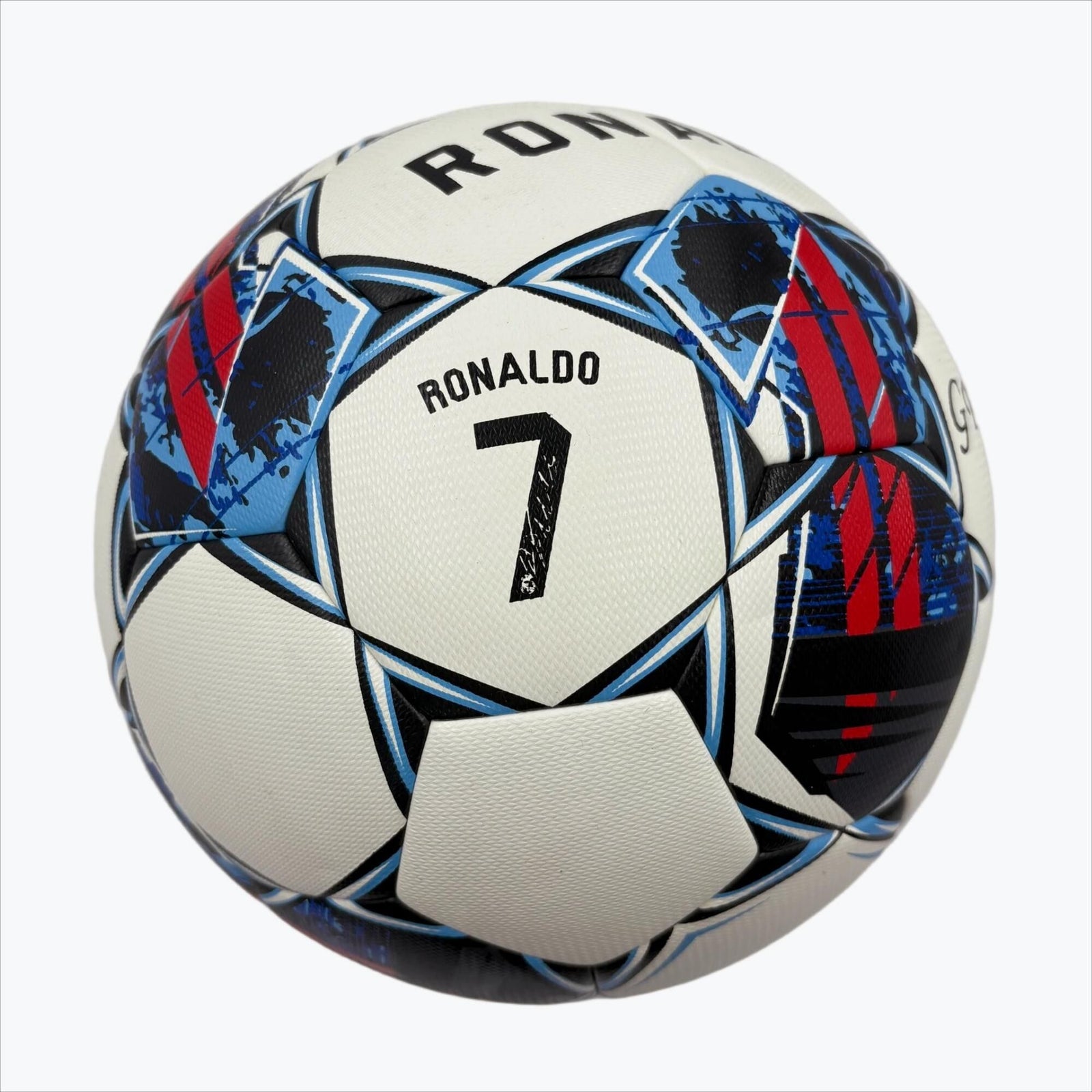 A black, red and blue graffiti football, made of PU, containing a pump+air needle+net bag, a gift for Christmas Boxing Day,soccer