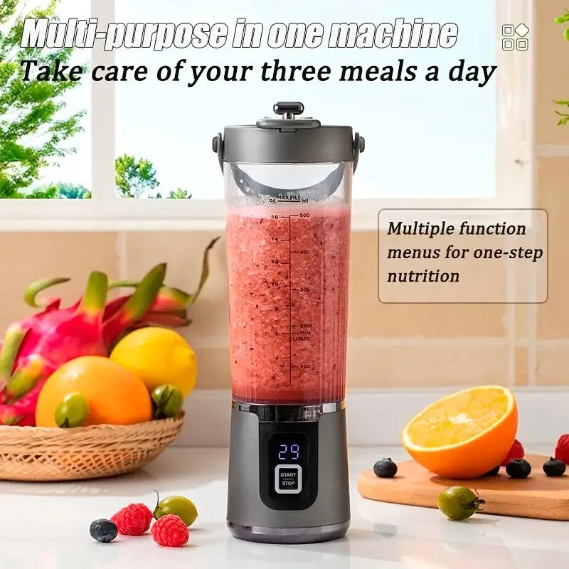 Portable USB Electric Blending Cup with 15.21 oz Capacity (1300 mAh / 3.7 V) – Ideal for Smoothies, Whipped Drinks, Travel, and Fitness.