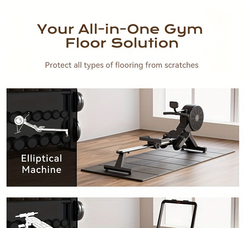 Thickened Foldable Fitness Mat|Anti-Slip Home Exercise Mat for Treadmill and Yoga, Multi-Functional Silent Floor Protector