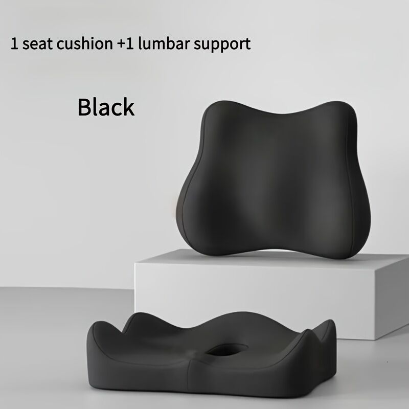 grey+black **Waist Support and Seat Cushion Combo: Scientifically Supports the Back, Breathable and Pressure-Relieving, Comfortable for 8 Hours of Sitting**