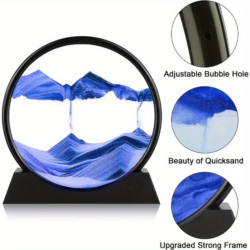 Flowing Sand Art: Adjustable Speed, New Scenery with Every Turn, Calming and Pleasing to the Eye(BLUE)
