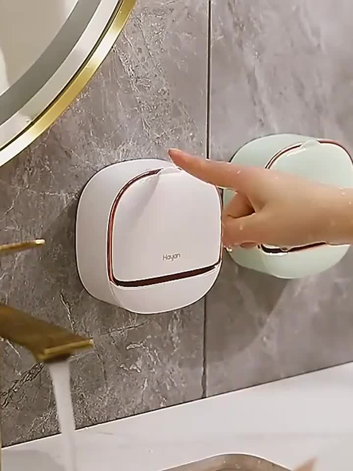 No-Drill High-End Drain Household Soap Holder, Waterproof ABS Soap Dish Organizer, Suitable for Bathrooms and Shower Rooms, Bathroom Accessory, Ideal Choice for Soap Dish and Soap Holder(LIGHT GREEN)