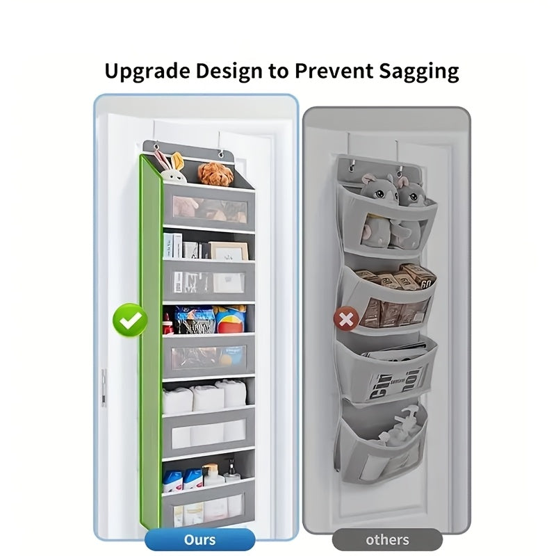 Storage Marvel in Black & Gray — 3-Tier Over-the-Door Organizer with 3 Large Pockets. Sturdy and Anti-Tip Design for Strong Load-Bearing. A Neat Solution for Bedroom, Bathroom & Storage Room.(GREY))