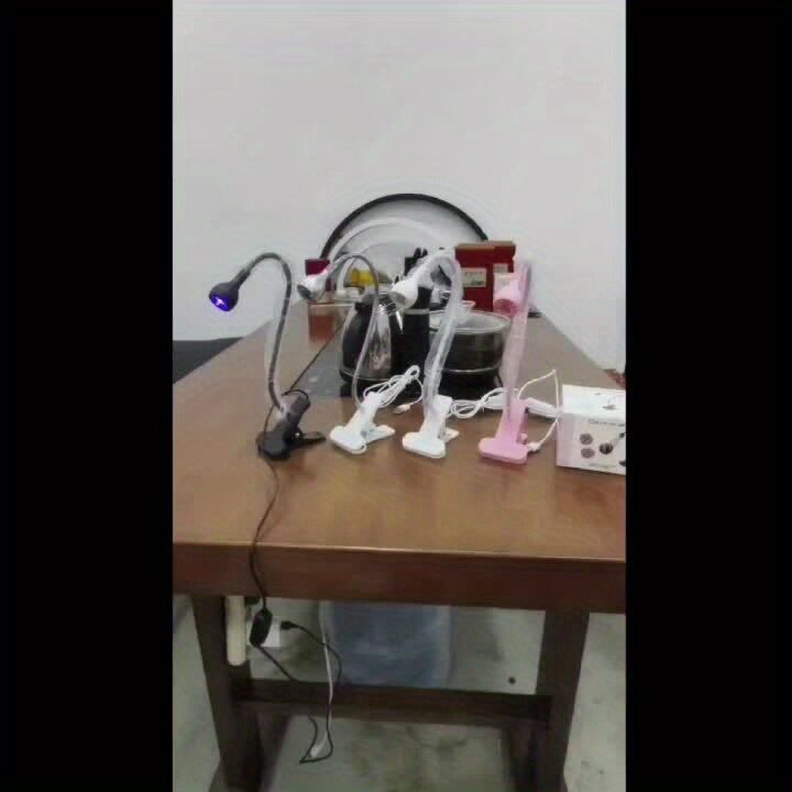 Straight UV/LED Nail Lamp, Table Lamp, Night Light, USB Nail Clamp Light, Gel Polish Curing Light with UV/LED Dual Function.(silver)