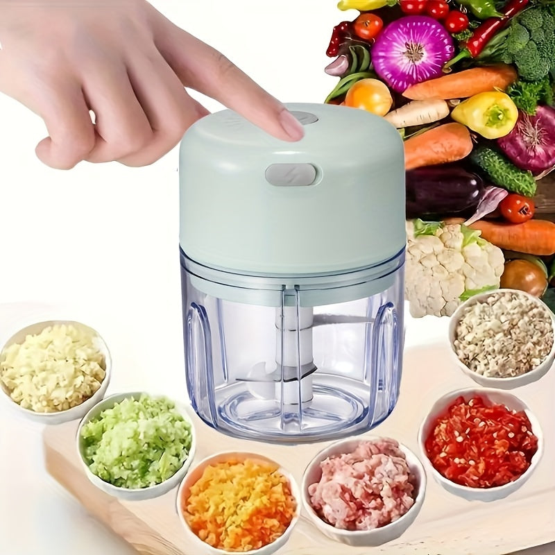 PINK Mini Electric Garlic Chopper, Meat Grinder, and Vegetable Chopper, USB Rechargeable Mini Food Blender, Efficient Small Food Processor, Suitable for Ginger, Chili, Fruits, and Meat