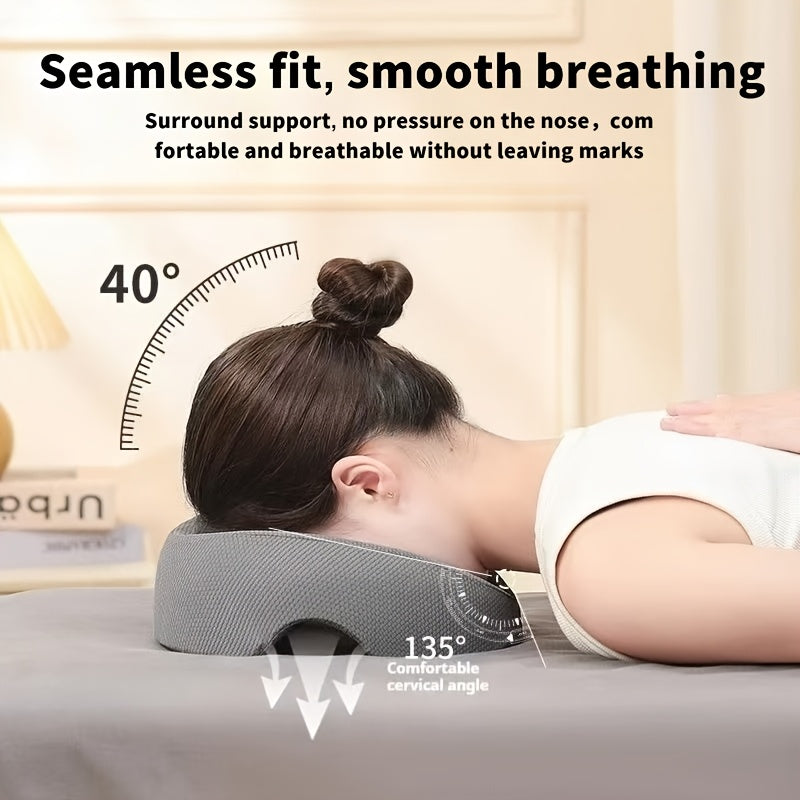 GREY Soft O-shaped/U-shaped Face Pillow for Beauty Salons/Spa Massage, Ergonomic Face Pillow, Multi-functional Suitable for Adult Facial Care and Relaxation, Multi-functional Neck and Face Support Comfort Face Pillow