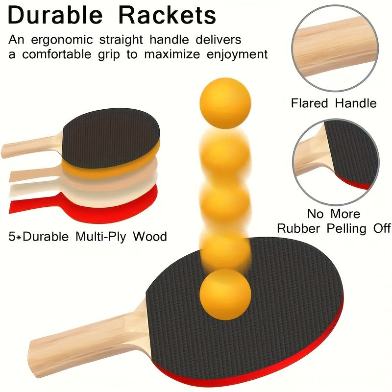Easy-to-Install Durable Racket: 3-Step Assembly, 5-Layer Composite Wood, Ergonomic Non-Slip Grip for Long-Lasting Comfortable Sports Experience