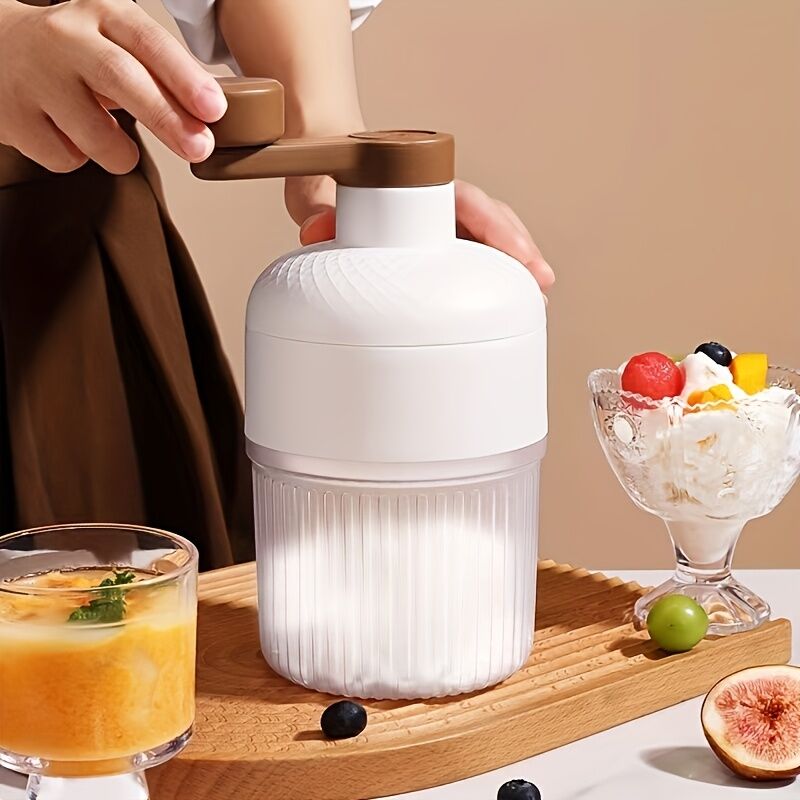 Hand-Crank Ice Maker in 10 Seconds|Anti-Slip Handle + Transparent Large Ice Box, Unlock Colorful Summer Smoothies & Shaved Ice