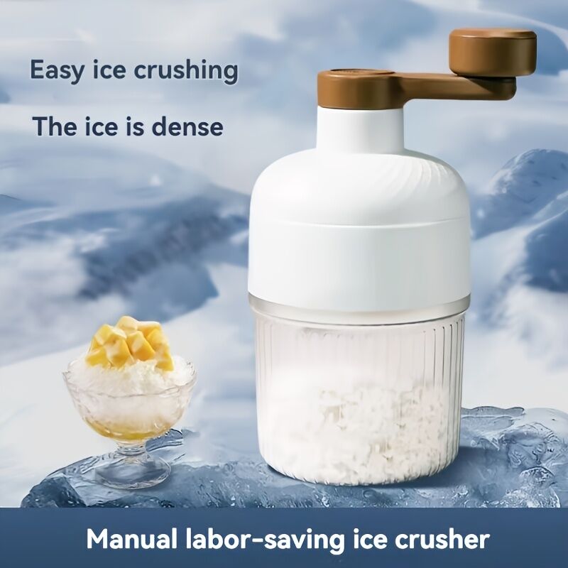 Hand-Crank Ice Maker in 10 Seconds|Anti-Slip Handle + Transparent Large Ice Box, Unlock Colorful Summer Smoothies & Shaved Ice
