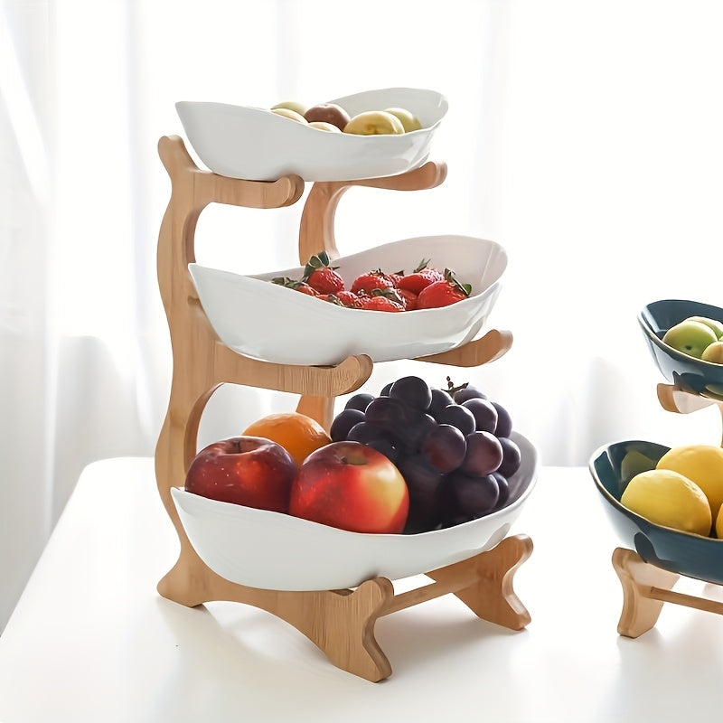 **Nordic-Style Two-Tier Extendable Fruit Tray | Creative Living Room Snack Stand, Adjustable Height, Anti-Slip Expandable Display Tray**(Green)