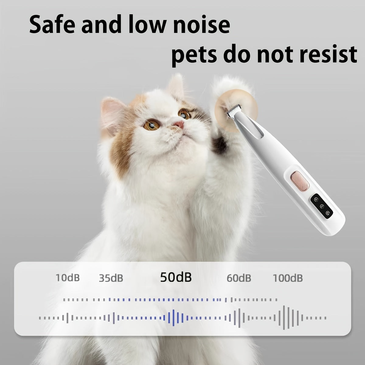 Low-Noise Pet Clipper for Dogs & Cats: Quiet Operation Reduces Stress, Rounded Blade Prevents Skin Irritation, 90-Min Runtime + Spare Blade Included