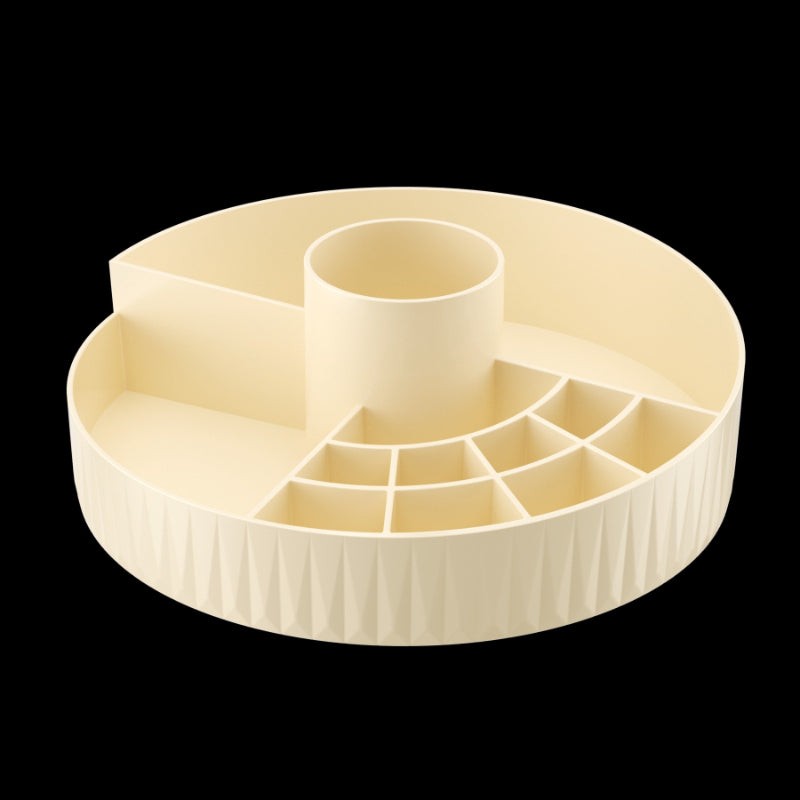 Rotatable Luxury Cosmetic Organizer Desk Large Capacity Skincare Storage Shelf Vanity Tidy Tray Cosmetic Storage Box(cream color)