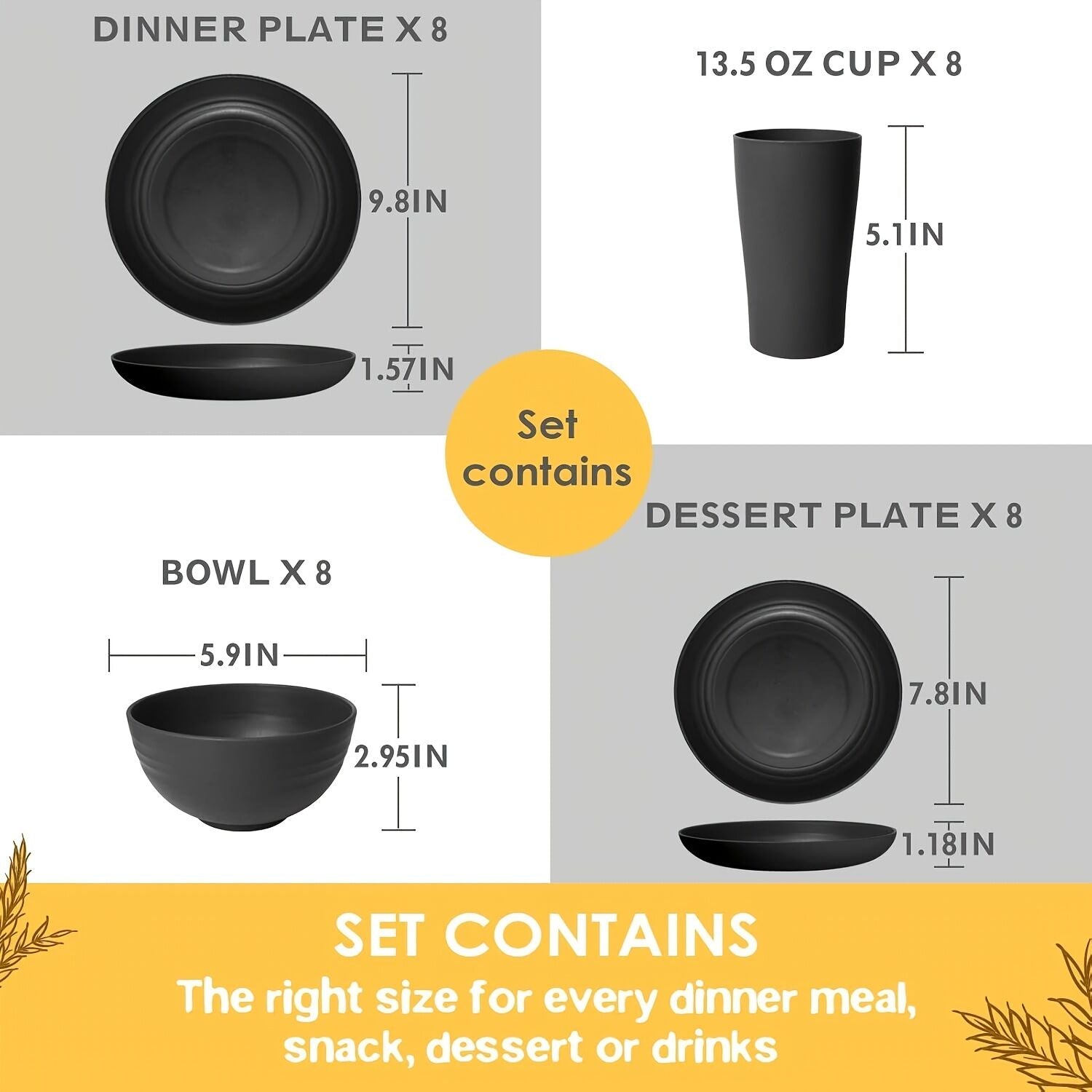 32件Eco-Friendly Wheat Straw Dinnerware: Stackable Design with Natural Texture, Illuminating the Sustainable Aesthetics of Every Meal