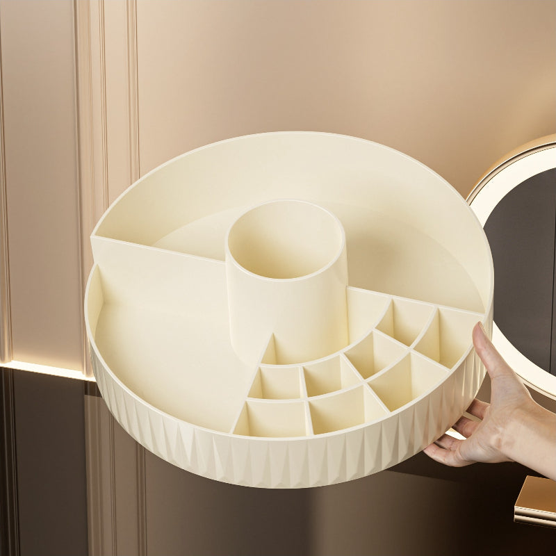 Rotatable Luxury Cosmetic Organizer Desk Large Capacity Skincare Storage Shelf Vanity Tidy Tray Cosmetic Storage Box(white)