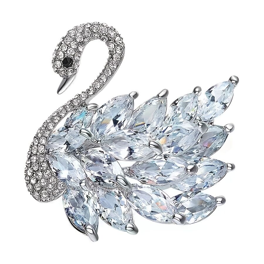 Purple Crystal Swan Brooch with Premium Appeal – Secure Button Pin for Women, Dedicated Elegant Brooch, Stylish High-End Accessory Exquisitely Matched for Suits