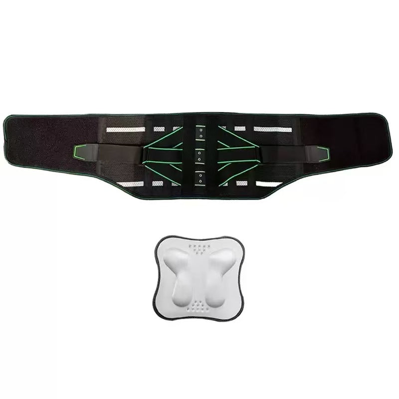 Lumbar Support Belt, featuring 8X Enhanced Lumbar Support, designed with a 3D massage pad, unisex back support strap, breathable and adjustable shoulder straps, available in green.(Size XXL)