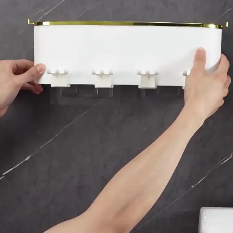 4-in-1 White(four people) Wall-Mounted Toothbrush Holder | Toothbrush Storage/Toothpaste Dispenser/Storage Shelf/Anti-Mildew Drainage - Bathroom Organization Upgrade