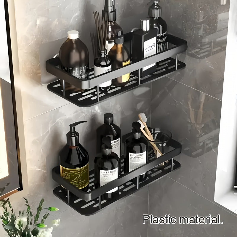 Wall-Mounted Shower Caddy: Large-Capacity, No-Drill Floating Shelf for Bathroom & Kitchen - Space-Saving & Easy to Install