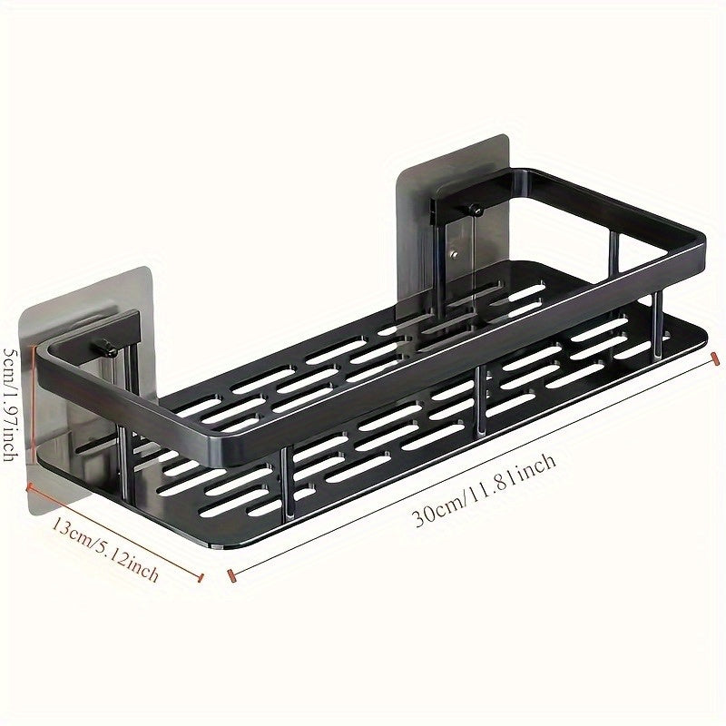 Wall-Mounted Shower Caddy: Large-Capacity, No-Drill Floating Shelf for Bathroom & Kitchen - Space-Saving & Easy to Install