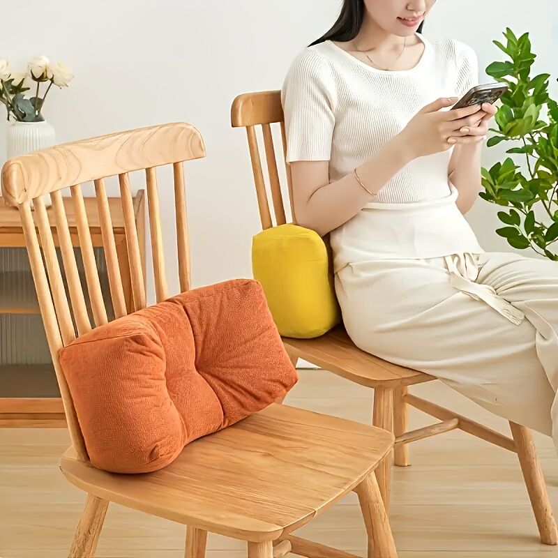 sunset orange**Cloud-Touch Chenille Multi-Function Lumbar Pillow: Supports Long-Hour Sitting, Removable & Washable Design, Gently Releases Pressure Every Day Like a Cloud**