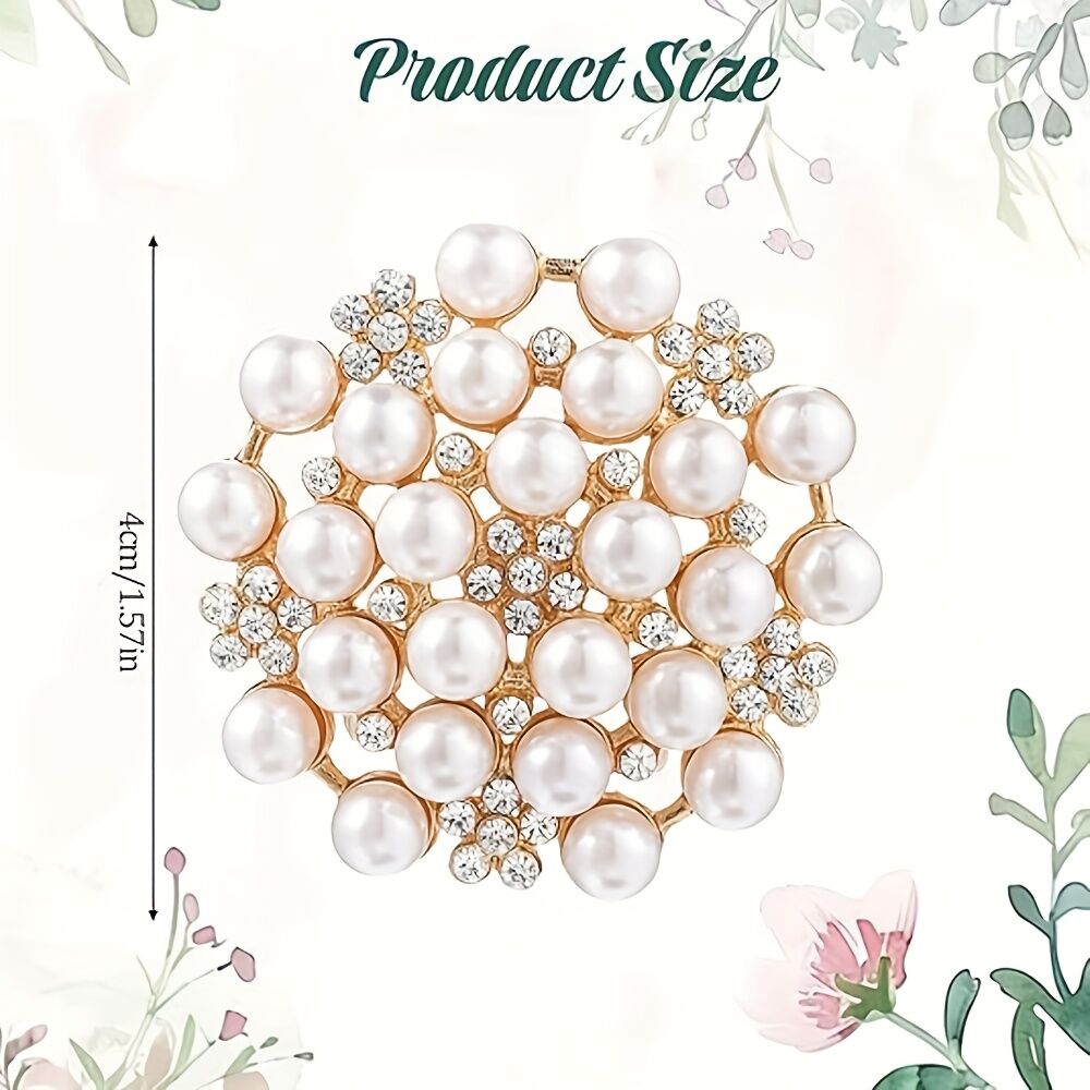 Elegant Women's Pearl Brooch, Floral Crystal and Pearl Brooch for Women's Dance Party Wedding Bride Fashion Jewelry