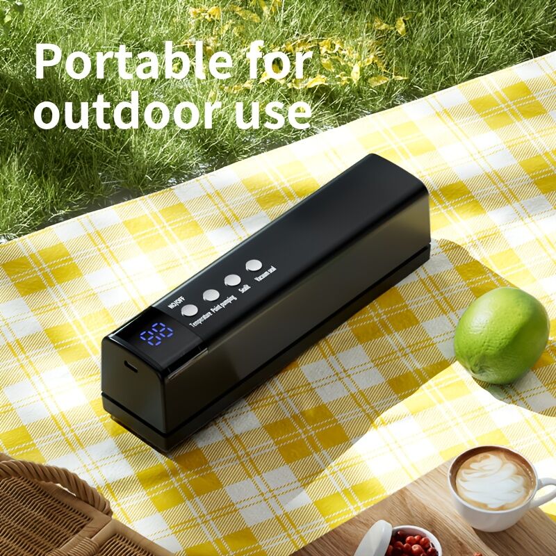 **1pc black Portable Wireless Vacuum Sealer|USB Charging Compact Design, One-Touch Sealing for Long-Lasting Freshness, Ideal for Home & Outdoor Use**