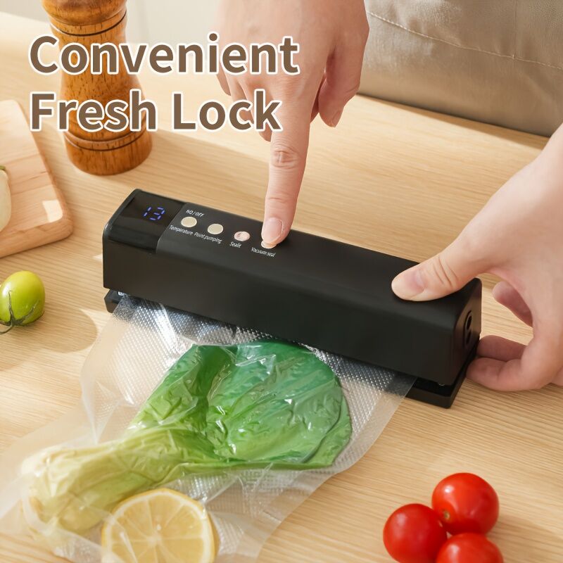 **1pc black Portable Wireless Vacuum Sealer|USB Charging Compact Design, One-Touch Sealing for Long-Lasting Freshness, Ideal for Home & Outdoor Use**