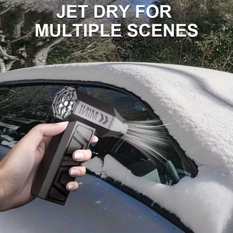 Car wireless snow blower: 130,000 RPM high-speed turbine, 4 adjustable wind speeds, Type-C charging dust removal pneumatic tool, suitable for cleaning both inside and outside the vehicle, snow removal, and crevice dust removal