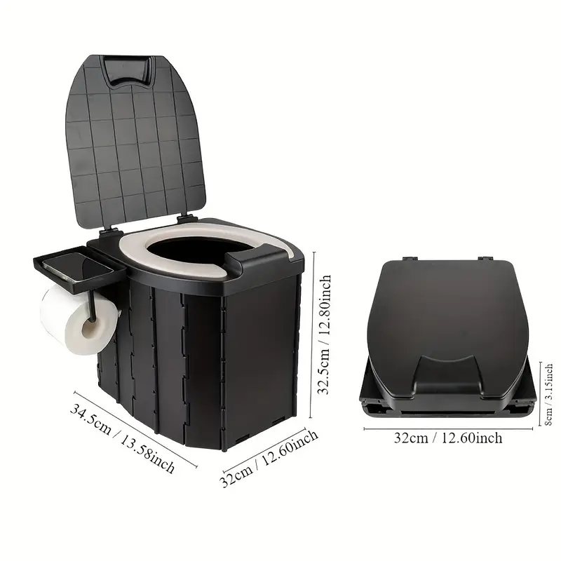Portable folding toilets with PU seat cushions and portable toilets with covers, suitable for RVS, cars, camping and hiking