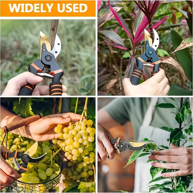 8.5-inch professional titanium alloy bypass pruning shears (T13) - Ultra-sharp advanced gardening shears, handheld garden hedge pruning shears - heavy-duty gardening tools